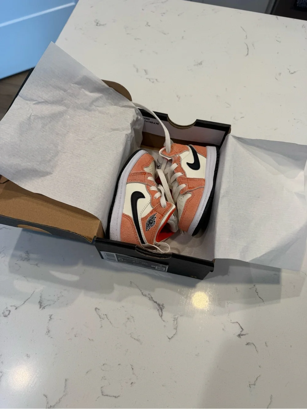 Nike Jordan 1 MID SE Shoes Toddler Kid’s Size 5C Team Orange DV1340-800 NWB